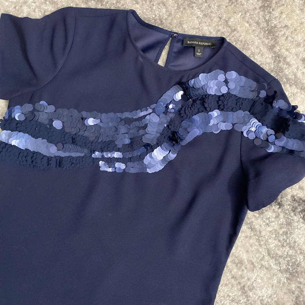Banana Republic Shimmer Navy Blouse Size S
